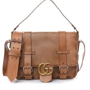 Calfskin Marmont Mens Messenger Bag Light Brown